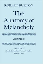Cover of: The Anatomy of Melancholy: Volume II: Text (Oxford English Texts)