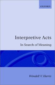 Cover of: Interpretive acts: in search of meaning