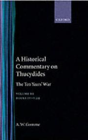 Cover of: An Historical Commentary on Thucydides Volume 3: The Ten Years' War. Books IV-V(1-24)