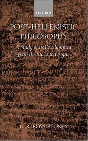 Cover of: Post-Hellenistic Philosophy: A Study in Its Development from the Stoics to Origen