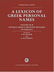 Cover of: A Lexicon of Greek Personal Names: Volume III.B: Central Greece From the Megarid to Thessaly (Lexicon of Greek Personal Names)