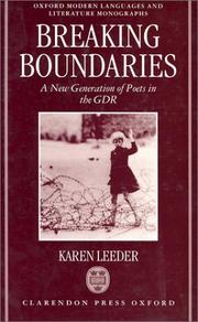 Cover of: Breaking boundaries: a new generation of poets in the GDR