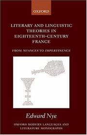 Cover of: Literary and linguistic theories in eighteenth-century France by Edward Nye