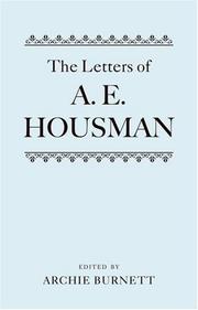 Cover of: The Letters of A. E. Housman