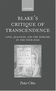 Cover of: Blake's critique of transcendence: love, jealousy, and the sublime in The four Zoas