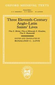 Cover of: Three Eleventh-Century Anglo-Latin Saints' Lives by Rosalind C. Love