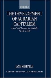 Cover of: The Development of Agrarian Capitalism by Jane Whittle