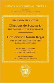 Cover of: Dialogus de Scaccario: The Course of the Exchequer and Constitutio Domus Regis (The Establishment of the Royal Household) (Oxford Medieval Texts)