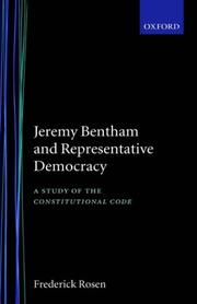 Cover of: Jeremy Bentham and representative democracy by F. Rosen