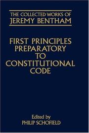 Cover of: First principles preparatory to constitutional code