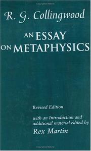 An essay on metaphysics by R. G. Collingwood