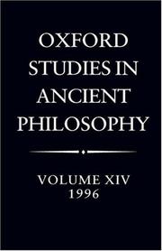 Cover of: Oxford Studies in Ancient Philosophy: Volume XIV: 1996 (Oxford Studies in Ancient Philosophy)