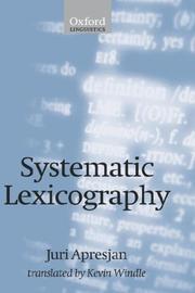 Cover of: Systematic lexicography