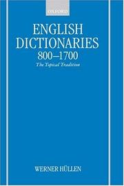 Cover of: English Dictionaries 800-1700: The Topical Tradition