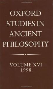 Cover of: Oxford Studies in Ancient Philosophy: Volume XVI, 1998 (Oxford Studies in Ancient Philosophy)