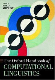 Cover of: The Oxford handbook of computational linguistics