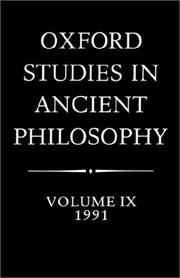 Cover of: Oxford Studies in Ancient Philosophy: Volume IX by Julia Annas