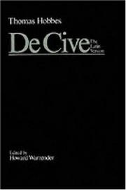 Cover of: De Cive by Thomas Hobbes, Thomas Hobbes