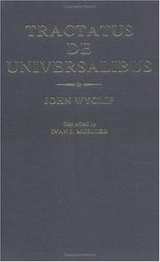 Cover of: De Universalibus: Volume 1: Tractatus de Universalibus (Latin text) (On Universals (De Universalibus)