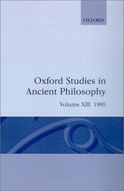 Cover of: Oxford Studies in Ancient Philosophy: Volume XIII: 1995 (Oxford Studies in Ancient Philosophy)