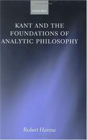 Cover of: Kant and the Foundations of Analytic Philosophy