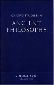 Cover of: Oxford Studies in Ancient Philosophy, Volume XVIII by David Sedley, David Sedley