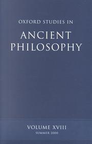 Cover of: Oxford Studies in Ancient Philosophy: Volume XVIII (Oxford Studies in Ancient Philosophy)