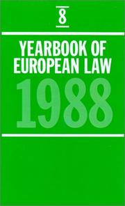 Cover of: Yearbook of European Law: Volume 8: 1988 (Yearbook of European Law)
