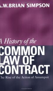 Cover of: A history of the common law of contract by A. W. B. Simpson