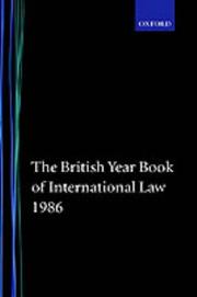 Cover of: The British Year Book of International Law 1986: Volume 57 (British Year Book of International Law)