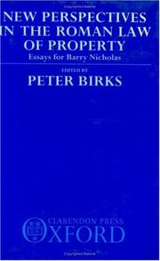 Cover of: New Perspectives in the Roman Law of Property: Essays for Barry Nicholas