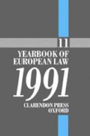 Cover of: Yearbook of European Law: Volume 11: 1991 (Yearbook of European Law)