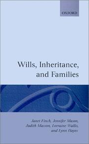 Cover of: Wills, Inheritance, and the Family (Oxford Socio-Legal Studies)