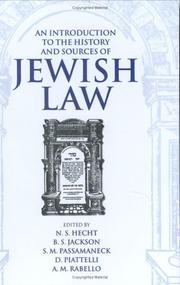 Cover of: An Introduction to the History and Sources of Jewish Law (Publication (Boston University. Institute of Jewish Law), No 22) by 