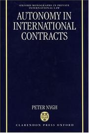 Cover of: Autonomy in international contracts