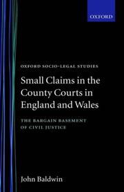 Small claims in the county courts in England and Wales by Baldwin, John