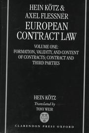 Cover of: European Contract Law: Volume 1 by Hein Kötz