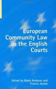 Cover of: European Community law in the English courts