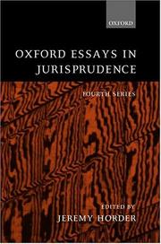 Cover of: Oxford Essays in Jurisprudence by Jeremy Horder