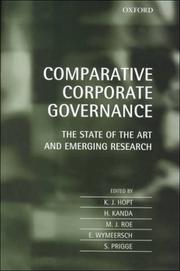 Cover of: Comparative Corporate Governance: The State of the Art and Emerging Research