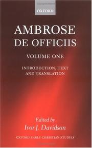 Cover of: Ambrose: De Officiis (Oxford Early Christian Studies)