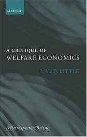 Cover of: A critique of welfare economics by Ian Malcolm David Little