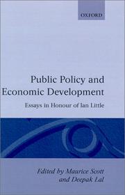 Cover of: Public policy and economic development: essays in honour of Ian Little
