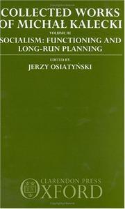 Cover of: Socialism--functioning and long-run planning by Michał Kalecki