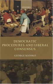 Cover of: Democratic Procedures and Liberal Consensus