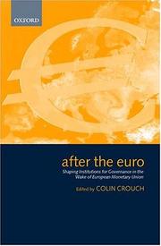 Cover of: After the Euro by Colin Crouch