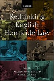 Cover of: Rethinking English Homicide Law (Oxford Monographs on Criminal Law and Justice) by 