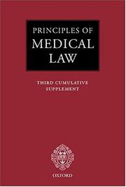 Cover of: Principles of Medical Law by Andrew Grubb, Andrew Grubb