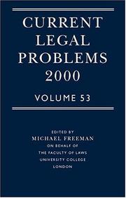 Cover of: Current Legal Problems 2000: Volume 53 (Current Legal Issues)