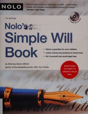 Cover of: Nolo's simple will book by Denis Clifford